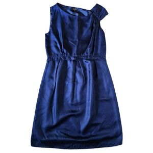 Tocca Navy Blue Silk Dress Size 6 Sleeveless Pleated Waist Cocktail Occasion